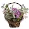 16" Spring Purple Floral Decorated Basket